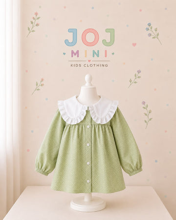 Our Enchanting Sage Green Floral Frill Collar Dress 🌿