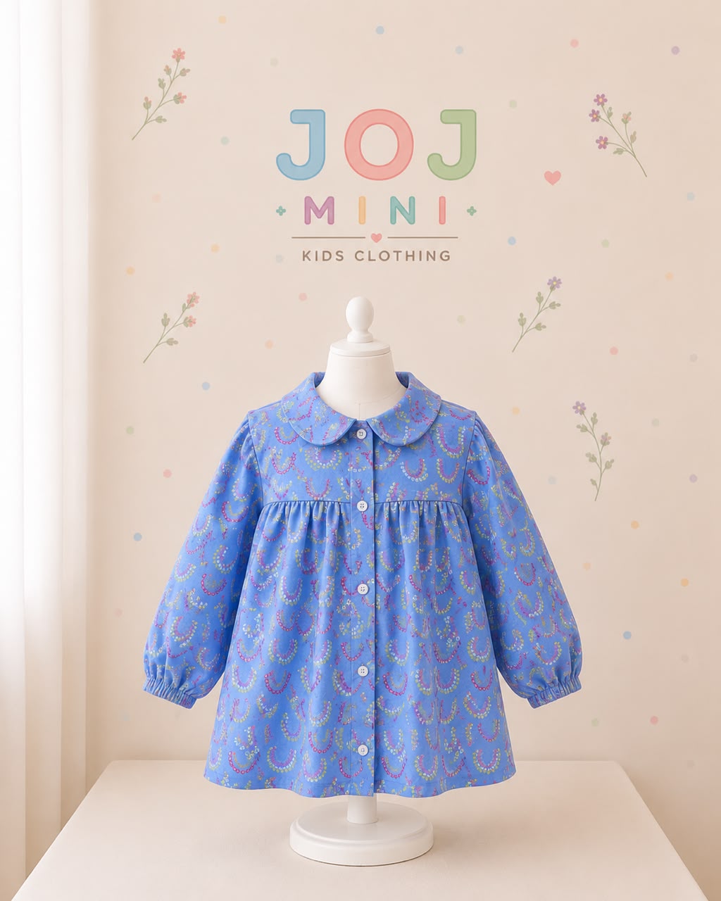 Joj Mini Bright Blue Floral Peter Pan Collar Dress